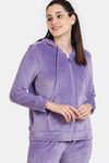 Zivame Plush Velour Knit Poly Winterwear Hoodie - Chalk Violet — thumbnail 2